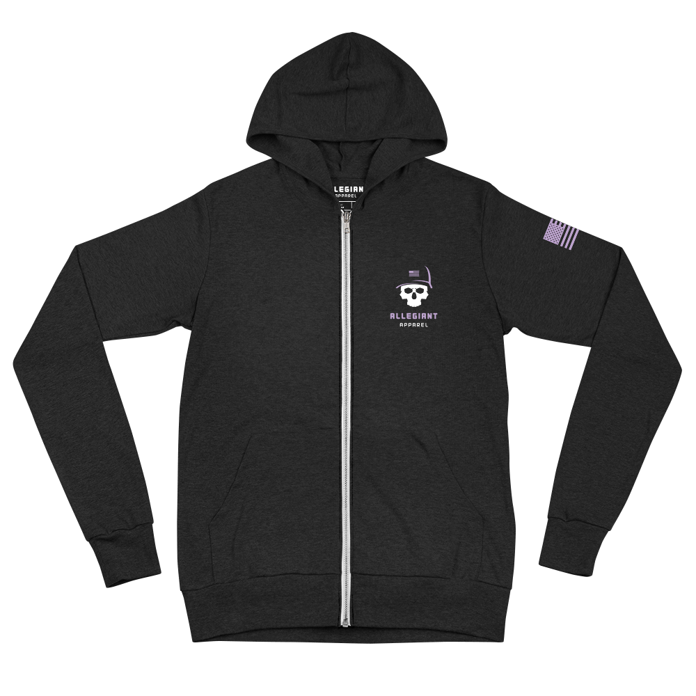 American Flag Purple/Green Camo Lightweight Zip Hoodie